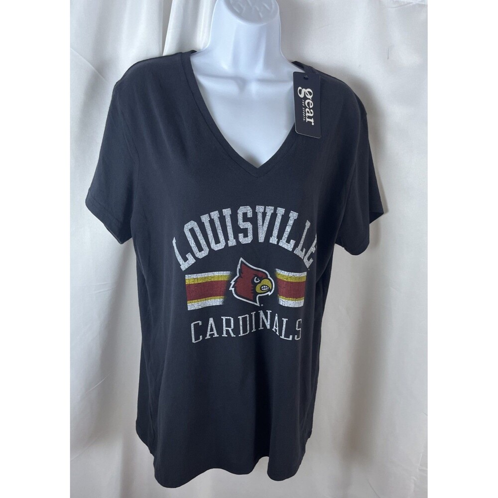 Gear For Sports Women’s Size XL Black V-neck Shirt Louisville Cardinals Casual
